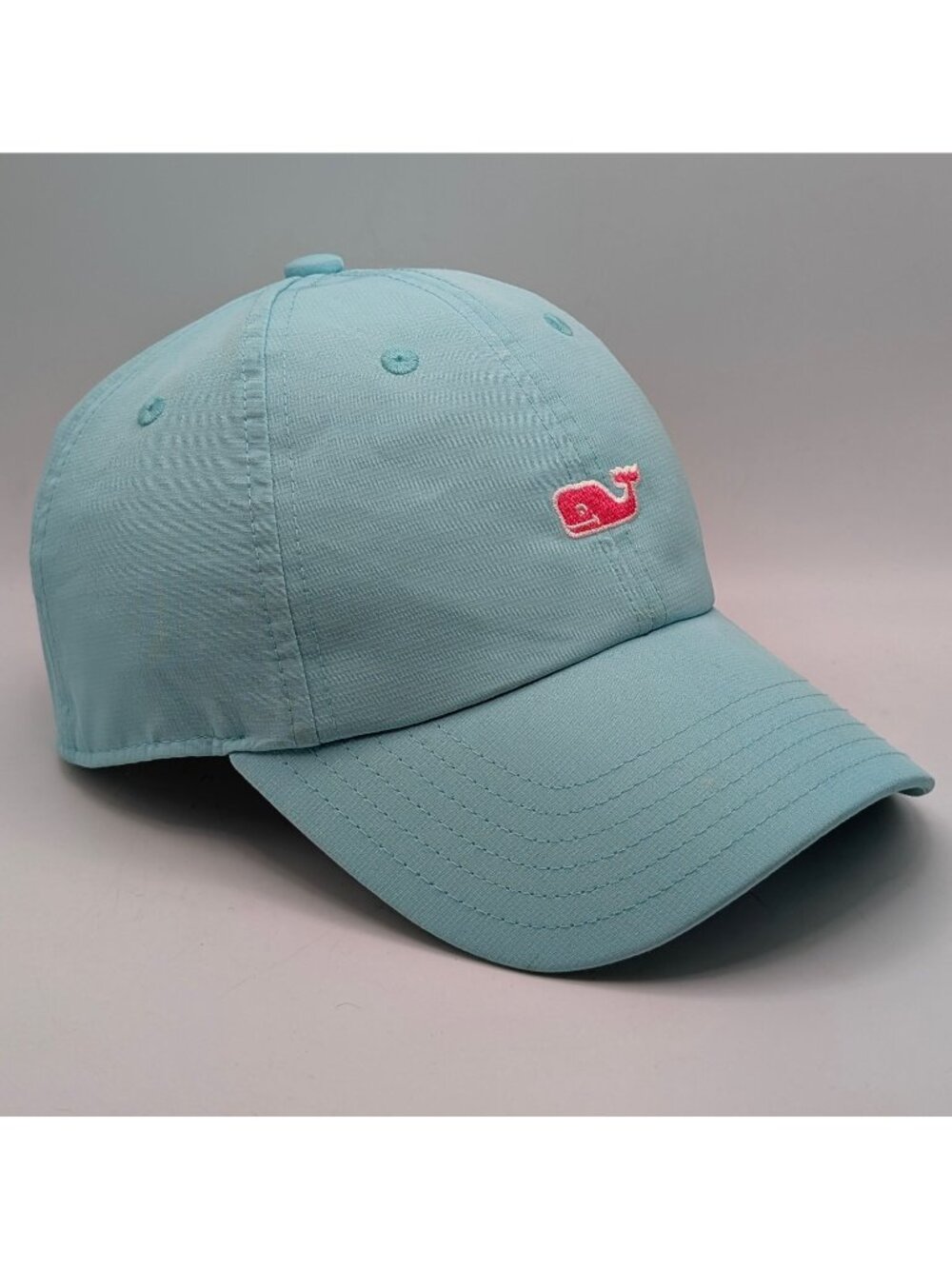Vineyard Vines Hat Cap Adjustable Strap Back Light Teal Blue & Pink Whale Unisex